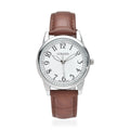 Strada Simulated Diamond Japanese Movement Watch with Brown Faux Leather Strap (36mm) (7.75-9.00Inches) - Sticky add to cart bar