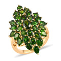 Natural Russian Diopside Elongated Cluster Ring in Vermeil Yellow Gold Over Sterling Silver 5.50 ctw - Sticky add to cart bar