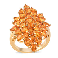 Natural Russian Diopside Elongated Cluster Ring in Vermeil Yellow Gold Over Sterling Silver 5.50 ctw