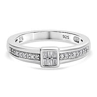 White Diamond 0.15 ctw Ring in Platinum Over Sterling Silver (Size 10)