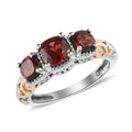 D'Joy Mozambique Garnet 1.25 ctw Trilogy Ring in Vermeil Yellow Gold and Platinum Over Sterling Silver - Sticky add to cart bar