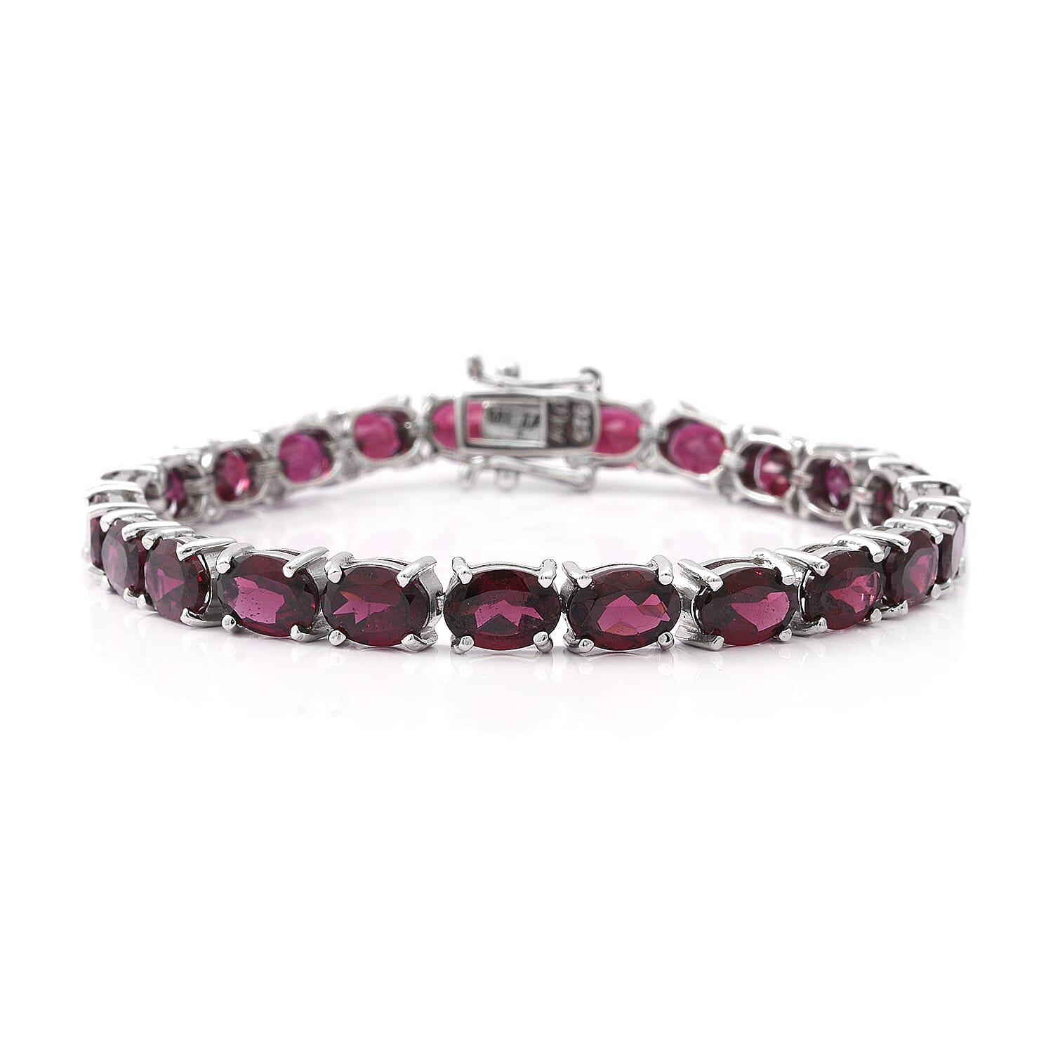 Orissa Rhodolite Garnet Bracelet in Platinum Over Sterling Silver (8.00 In) 10.60 Grams 26.75 ctw