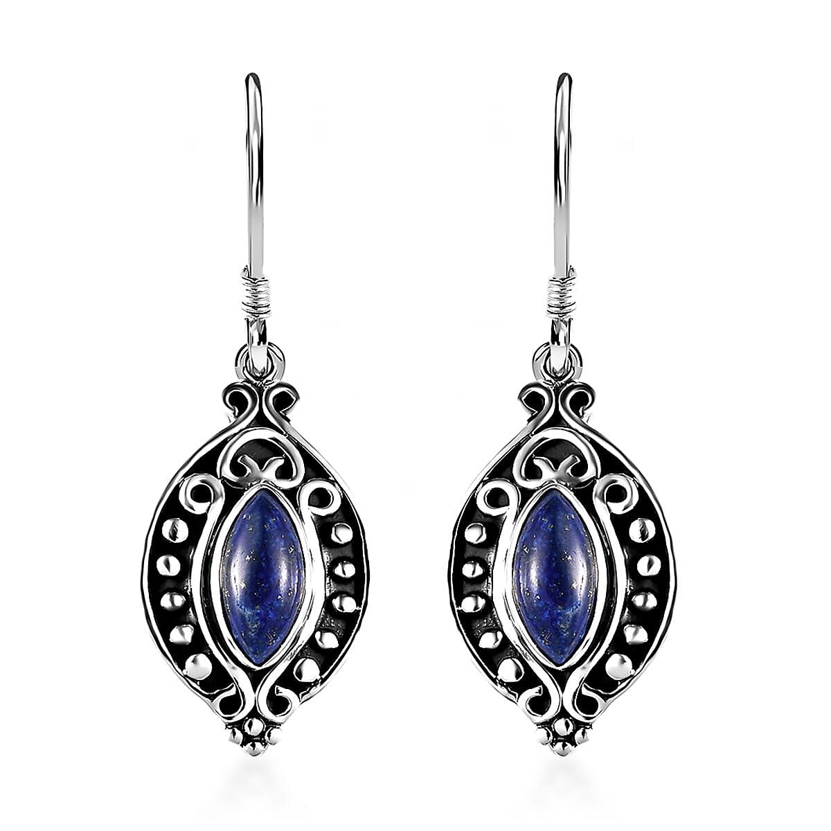 Lapis Lazuli Fancy Earrings in Sterling Silver 4.85 ctw