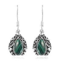 African Malachite Earrings in Sterling Silver 4.00 ctw