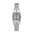 STRADA Austrian Crystal Japanese Movement Rectangular Dial Watch with Silver Stardust Faux Leather Strap (37.84x20.30mm) (5.50-7.70 Inches) - Sticky add to cart bar