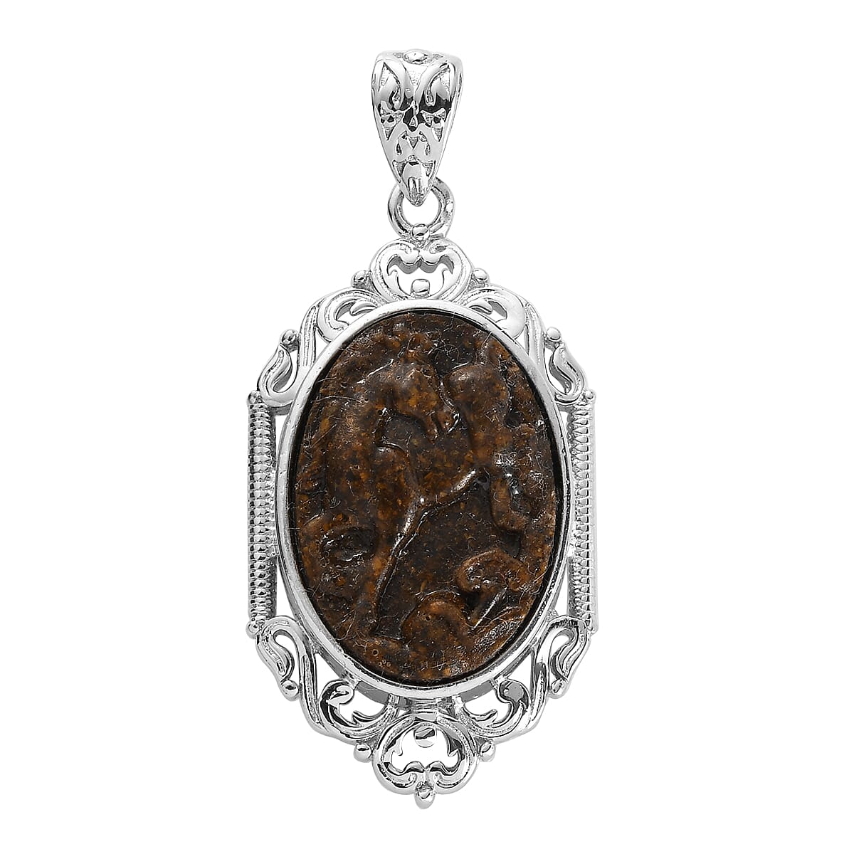 Freshened Tiger Eye Pendant without Chain in Platinum Over Copper with Magnet 10.00 ctw