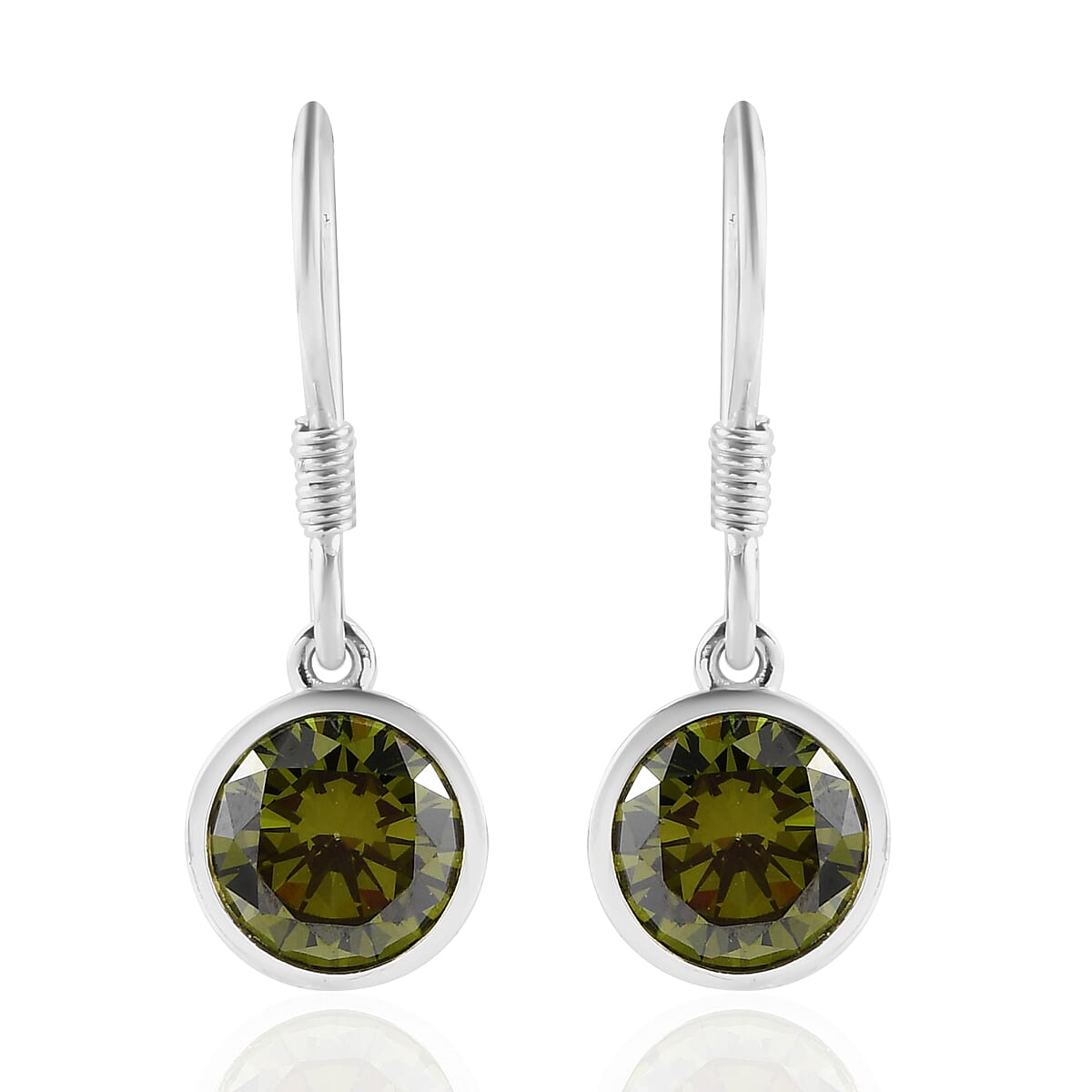 Simulated Peridot Lever Back Earrings in Sterling Silver 2.00 ctw