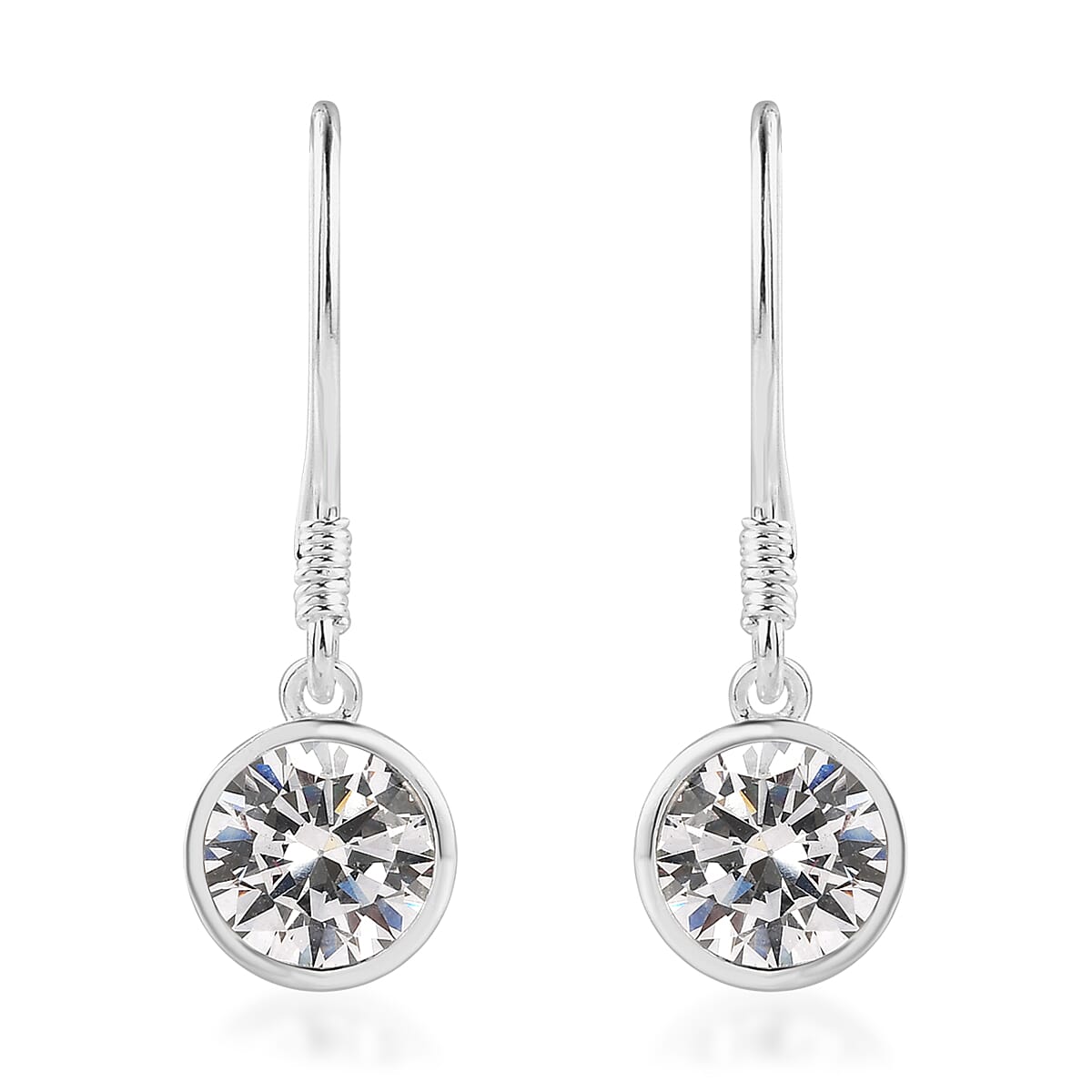 Simulated Diamond Solitaire Earrings in Sterling Silver 2.00 ctw