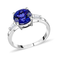 Clara Collection Certified and Appraised RHAPSODY 950 Platinum AAAA Tanzanite and E-F VS Diamond Ring 4.50 Grams 2.20 ctw (Delivery in 15-20 Business Days)