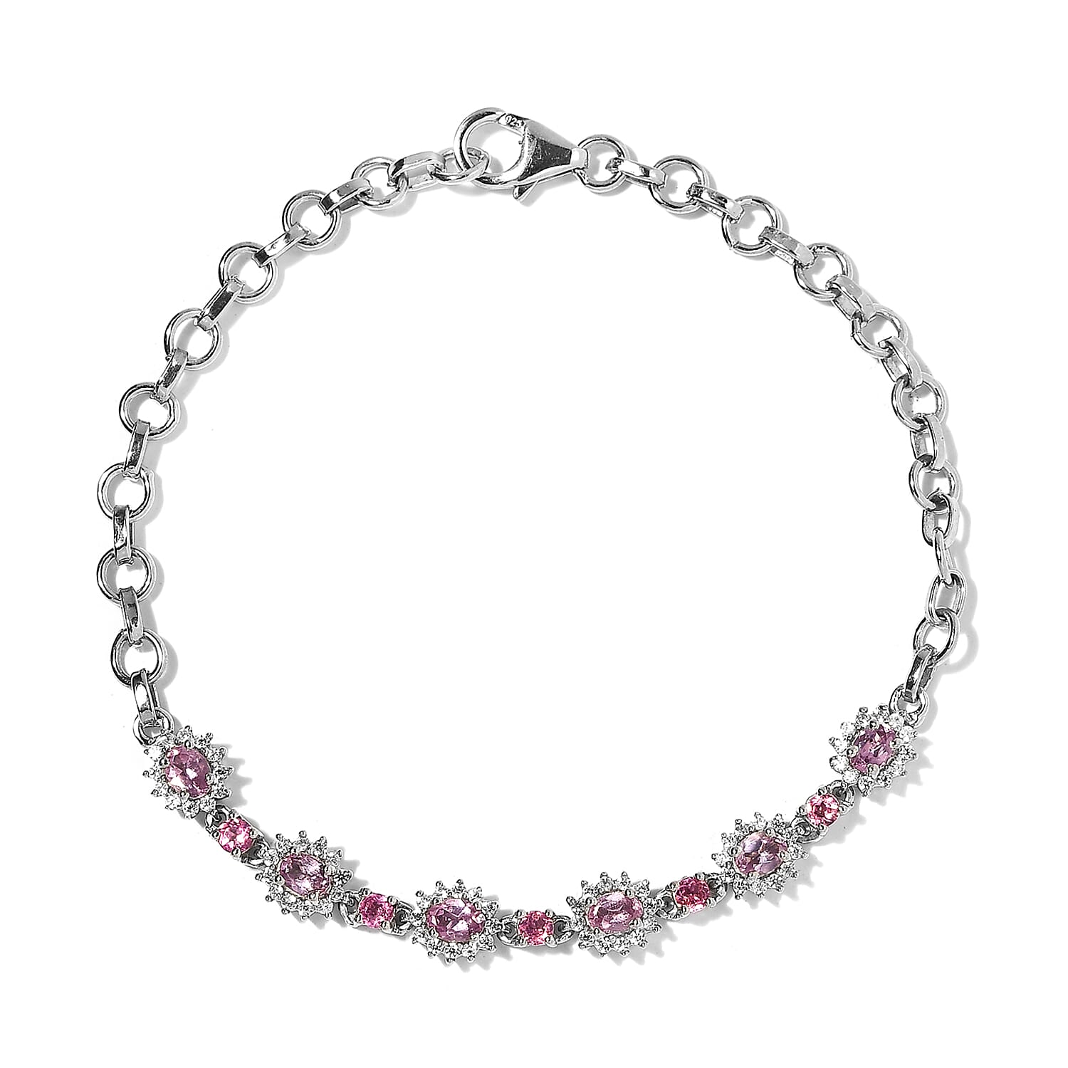 Narsipatnam Purple Spinel and Multi Gemstone Bracelet in Platinum Over Sterling Silver (7.25 In) 2.15 ctw