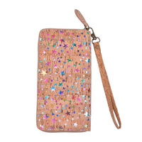 Khaki and Butterfly Pattern Cork Wallet