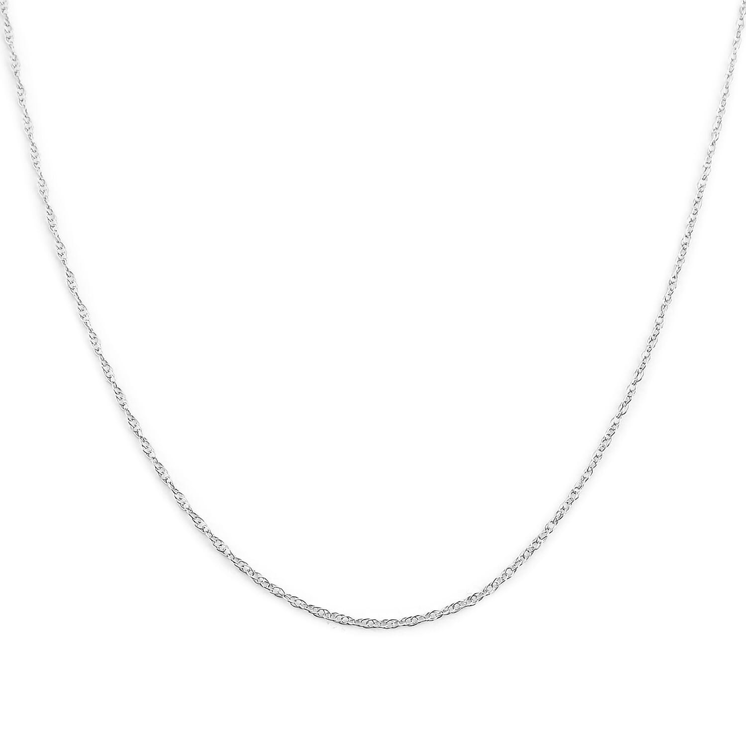 14K White Gold 0.4mm Rope Pendant Chain 16 Inches