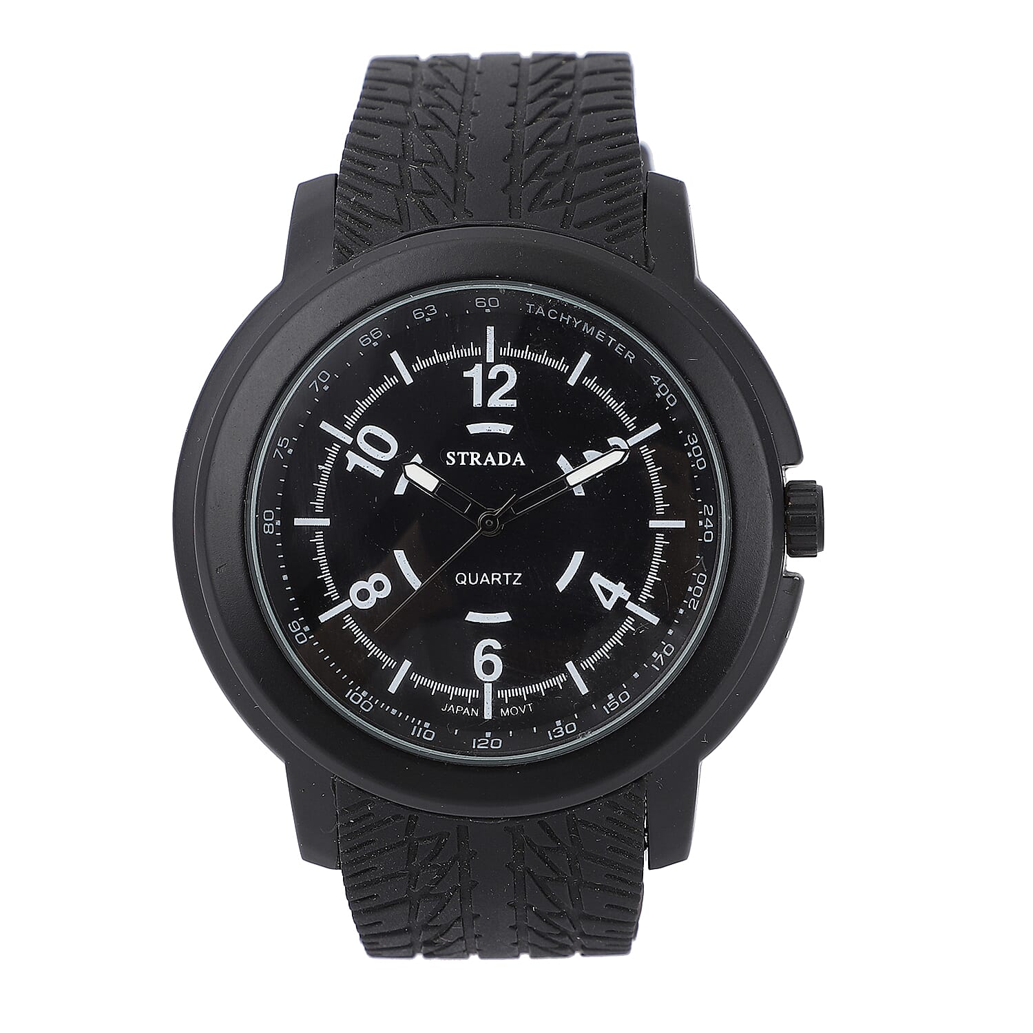 STRADA Japanese Movement Watch with  Silicone Strap and Stainless Steel Back