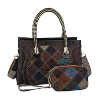 CHAOS BY ELSIE Set of 2 Multi Color Snake Print Genuine Leather Satchel Bag (13x4.33x8.5) and Clutch (5.5x4x1.5)