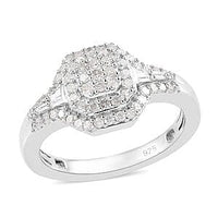 White Diamond 0.50 ctw Cluster Ring in Platinum Over Sterling Silver (Size 11.5)