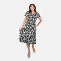 TAMSY Black and White Floral Pattern Dress - (S) - Sticky add to cart bar