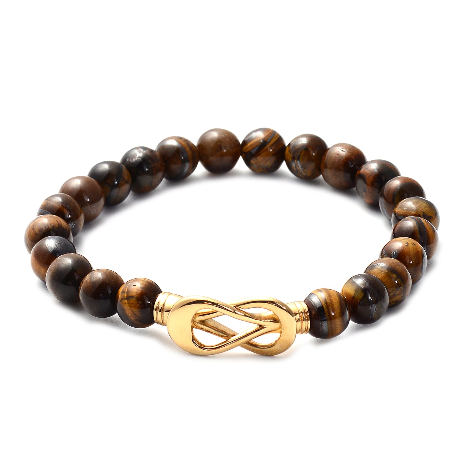 South African Yellow Tiger's Eye Beaded Bracelet with Magnetic Clasp in ION Pated YG Stainless Steel 84.00 ctw