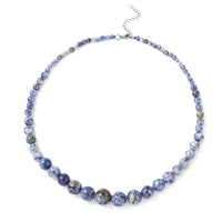 Blue Spot Jasper Beaded Necklace 18 Inches in Stainless Steel 193.50 ctw