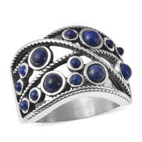 Lapis Lazuli Ring in Black Oxidized Stainless Steel 2.30 ctw