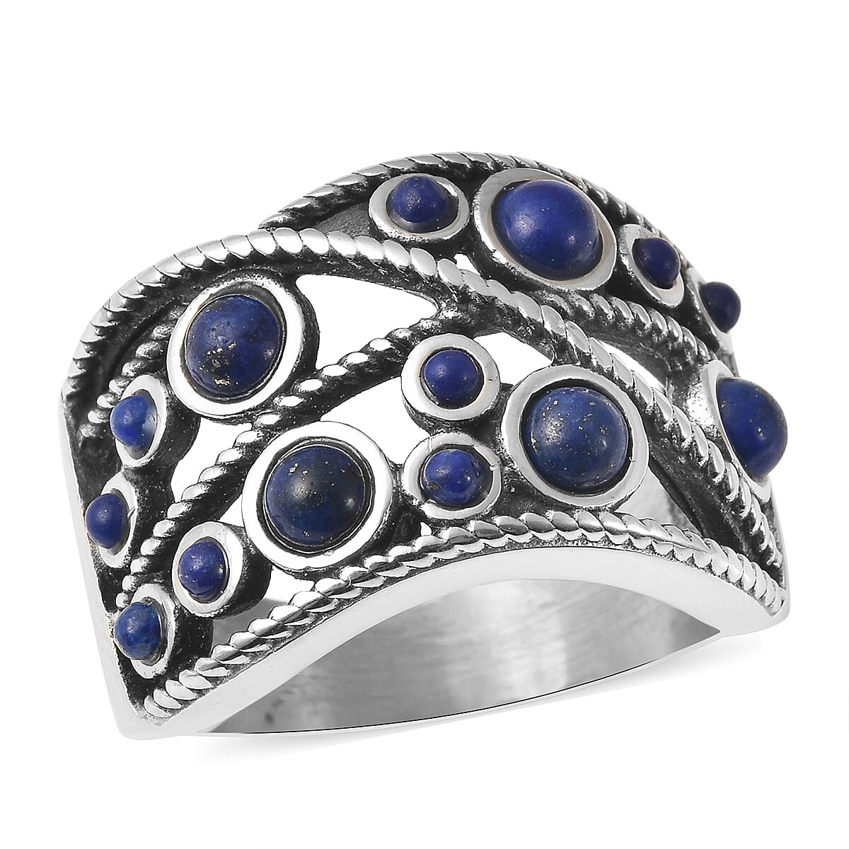 Lapis Lazuli Ring in Black Oxidized Stainless Steel 2.30 ctw (1)