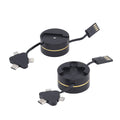 Homesmart Brand Black 3-in-1 Retractable Charging Cable Box - Set of 2 (Built-in Lightning, Type-C, and Micro USB) - Sticky add to cart bar
