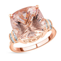 LUXORO 14K Rose Gold AAA Marropino Morganite, Diamond (G-H, I3) (0.20 cts) Ring (Size 10.0) (4.10 g) 8.65 ctw