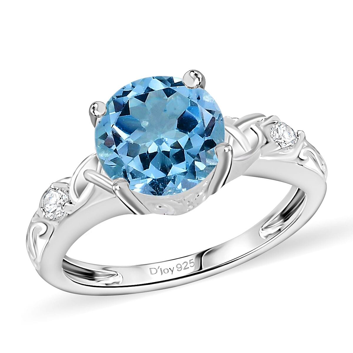 Sky Blue Topaz, White Topaz Ring in Sterling Silver (Size 10.0) 2.35 ctw