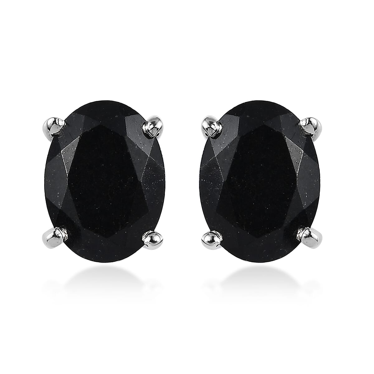D'Joy Australian Black Tourmaline 2.50 ctw Solitaire Stud Earrings in Platinum Over Sterling Silver