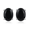 D'Joy Australian Black Tourmaline 2.50 ctw Solitaire Stud Earrings in Platinum Over Sterling Silver - Sticky add to cart bar