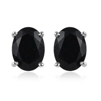 D'Joy Australian Black Tourmaline 2.50 ctw Solitaire Stud Earrings in Platinum Over Sterling Silver