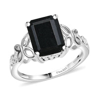 D'Joy Australian Black Tourmaline 3.50 Solitaire Ring in Sterling Silver
