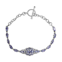 Tanzanite Toggle Clasp Bracelet in Platinum Over Sterling Silver (7.25 In) 4.35 ctw