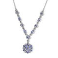 Tanzanite Floral Necklace 18 Inches in Platinum Over Sterling Silver 3.25 ctw - Sticky add to cart bar