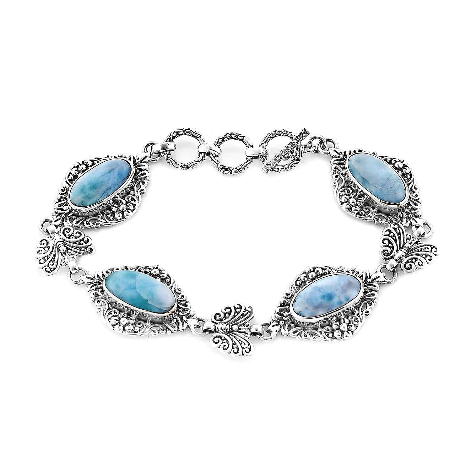 Bali Legacy Larimar Bracelet in Sterling Silver (7.50 In) 21.00 ctw