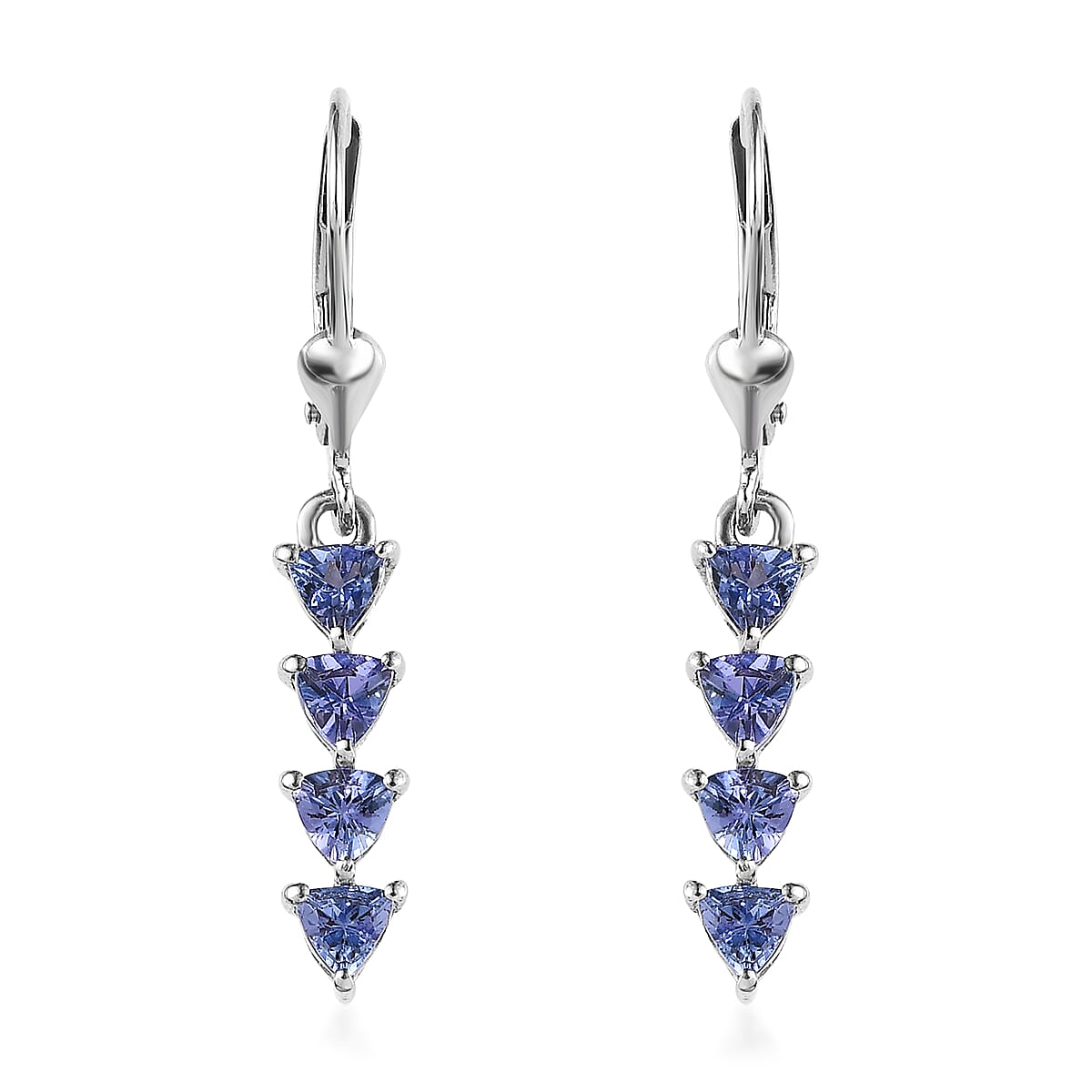 Tanzanite Dangle Earrings in Platinum Over Sterling Silver 1.25 ctw