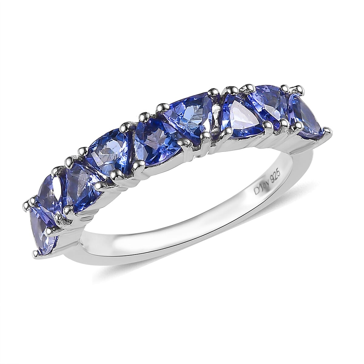 Tanzanite Half Eternity Band Ring in Platinum Over Sterling Silver 1.35 ctw
