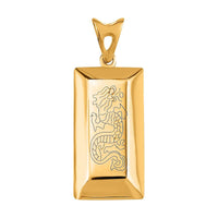 18K Yellow Gold Electroform Bar Pendant without Chain 1.47 Grams