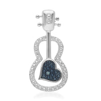 Blue Diamond Accent Guitar Pendant in Platinum Over Sterling Silver