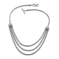 Bali Legacy Sterling Silver Multi Strand Tulang Naga Toggle Clasp Necklace 20 Inches 46.10 Grams
