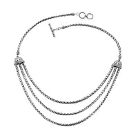 Bali Legacy Sterling Silver Multi Strand Tulang Naga Toggle Clasp Necklace 20 Inches 46.10 Grams