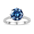 TLV Blue Moissanite (Rnd 9mm), White Moissanite Ring in Platinum Over Sterling Silver 2.65 ctw - Sticky add to cart bar