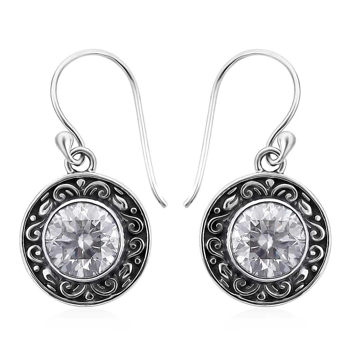 Bali Legacy Moissanite Dangle Earrings in Sterling Silver 3.60 ctw