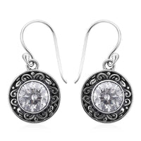 Bali Legacy Moissanite Dangle Earrings in Sterling Silver 3.60 ctw