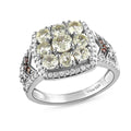 Natural Chrysoberyl, Brown and White Zircon Cluster Ring in Platinum Over Sterling Silver 2.10 ctw - Sticky add to cart bar