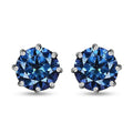 Blue Moissanite and White Moissanite Earrings in Platinum Over Sterling Silver 2.50 ctw - Sticky add to cart bar