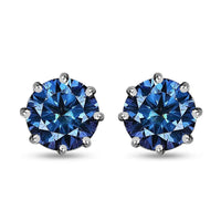 Blue Moissanite and White Moissanite Earrings in Platinum Over Sterling Silver 2.50 ctw