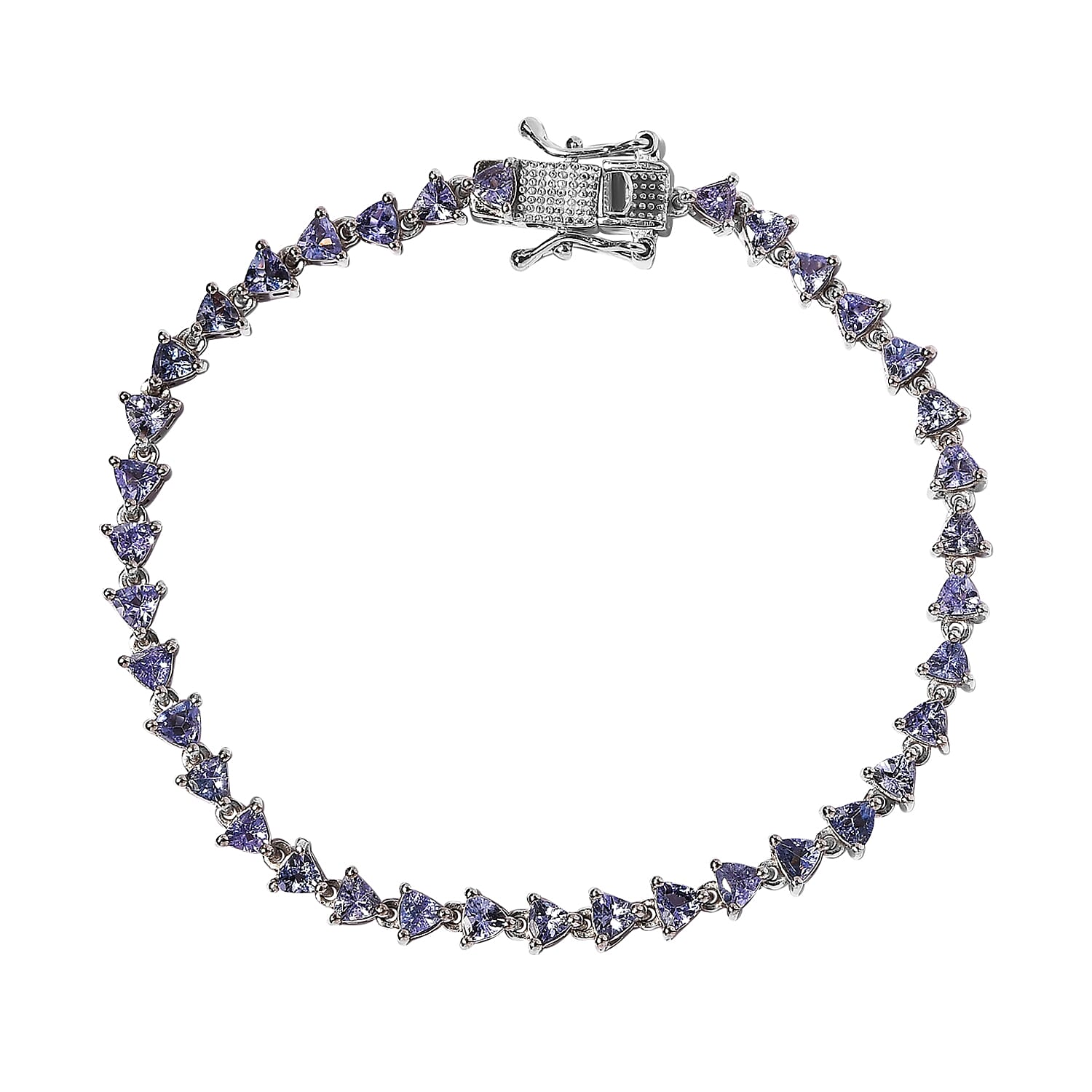 Tanzanite Tennis Bracelet in Platinum Over Sterling Silver (6.50 In) 3.90 ctw (Del. in 3-5 Days)