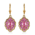 Ilakaka Hot Pink Sapphire (FF) Lever Back Earrings in Vermeil Yellow Gold and Platinum Over Sterling Silver 6.65 ctw - Sticky add to cart bar