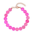Fuchsia Magic Color Glass Beaded Stretch Bracelet (7.5-8.5In) with Lobster Lock in 14K RG Over Sterling Silver - Sticky add to cart bar