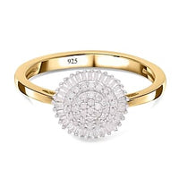 White Diamond Ring in 18K Vermeil YG Over Sterling Silver (Size 11.5) 0.33 ctw